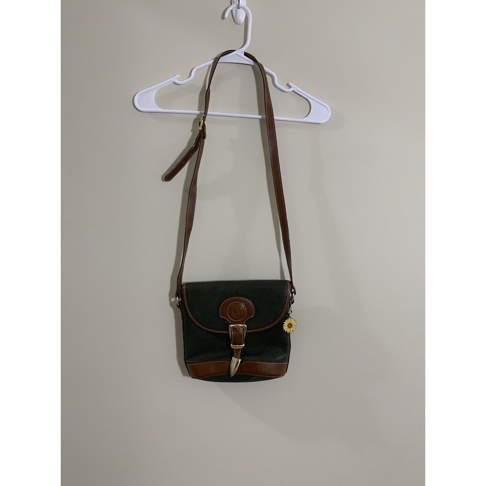 Charles Hubert Shoulder Cross Body Bag Green Tan Adjustable Strap
